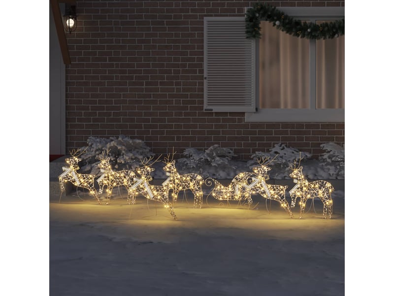  Lot de 7 rennes led, éclairage de noël, décoration de noël 40 led doré 44 x 18 x 65,5 cm pet cf62096  - Conforama C