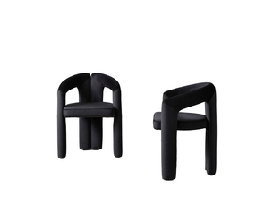 Lot de 2 chaises de salle à manger avec accoudoirs en velours noir
