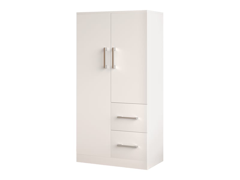  Armoire à vêtements 2 portes 70 x 40 x 135 cm, avec tiroirs et rangements, chambre enfant, blanc  - Conforama A