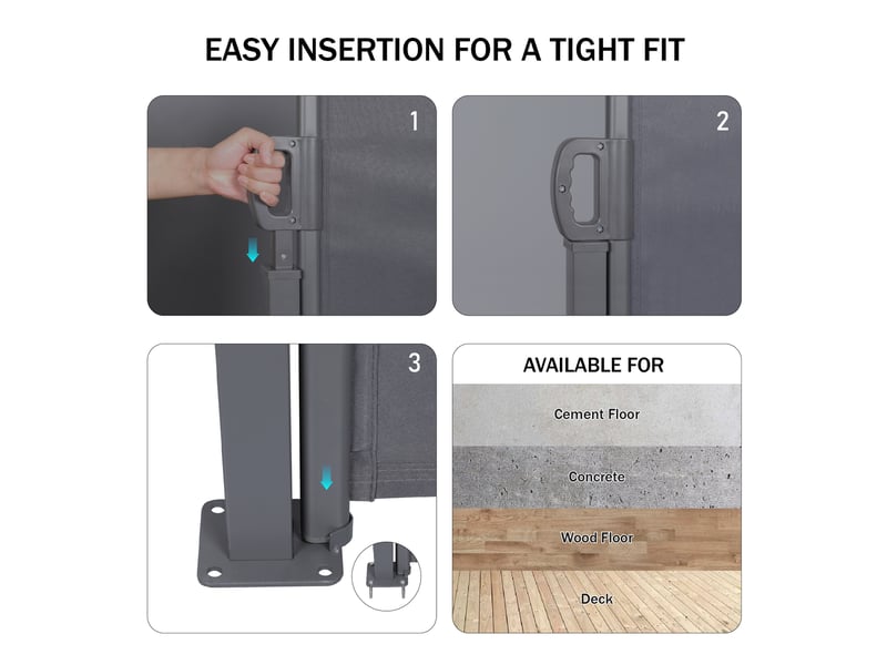  Brise-vue latéral rétractable double 600 x 180 cm – gris foncé – protection solaire et intimité  - Conforama E