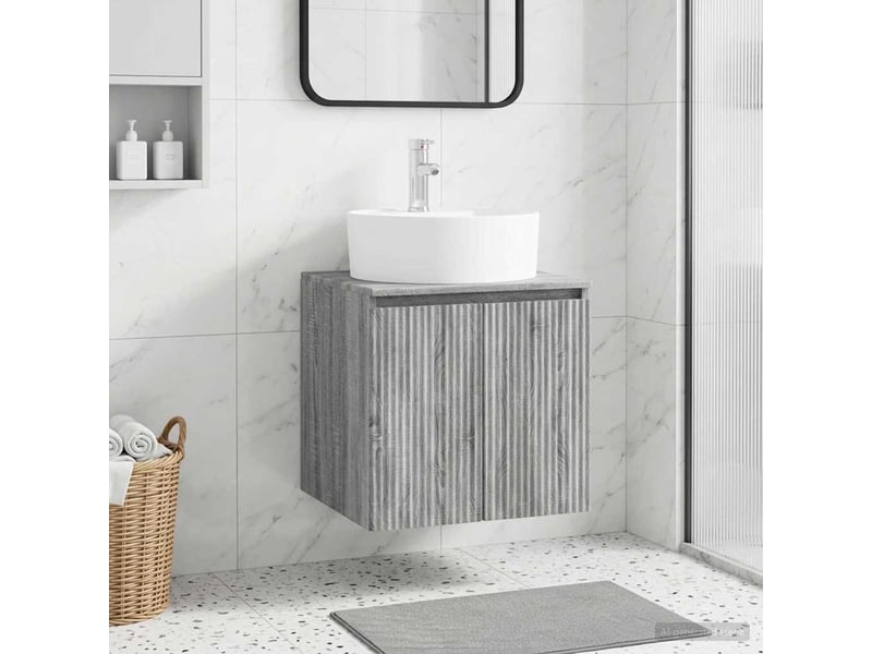Vanité de lavabo mural, meuble de rangement sonoma gris 49.5x44.5x65 cm shl3530 - Conforama B