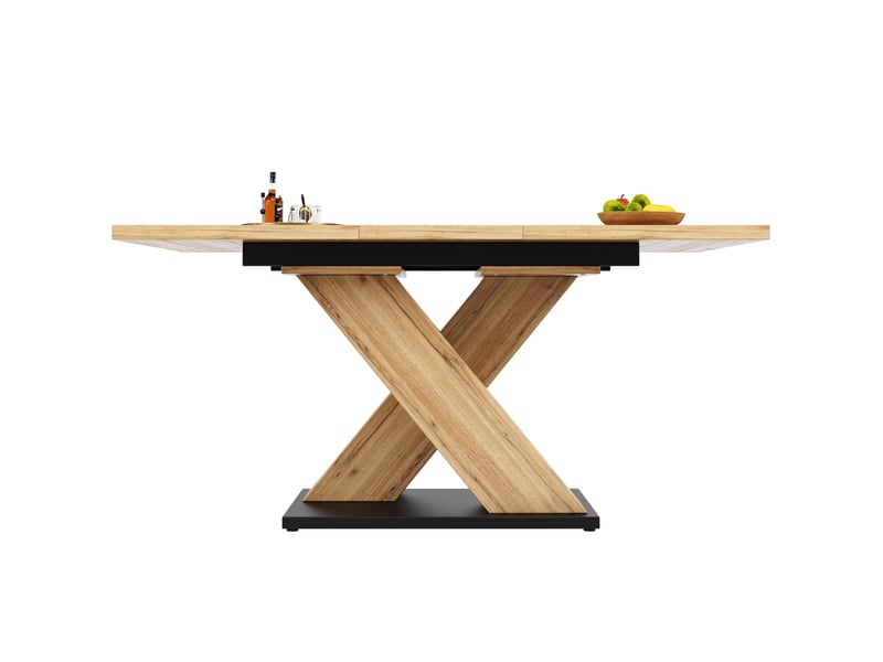  Table extensible à manger 119-158,5x80x75 cm 6 pers, pieds croisés, idéale en cuisine comme au salon, couleur bois clair, en mdf  - Conforama A