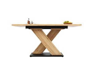 Table extensible à manger 119-158,5x80x75 cm 6 pers, pieds croisés, idéale en cuisine comme au salon, couleur bois clair, en mdf