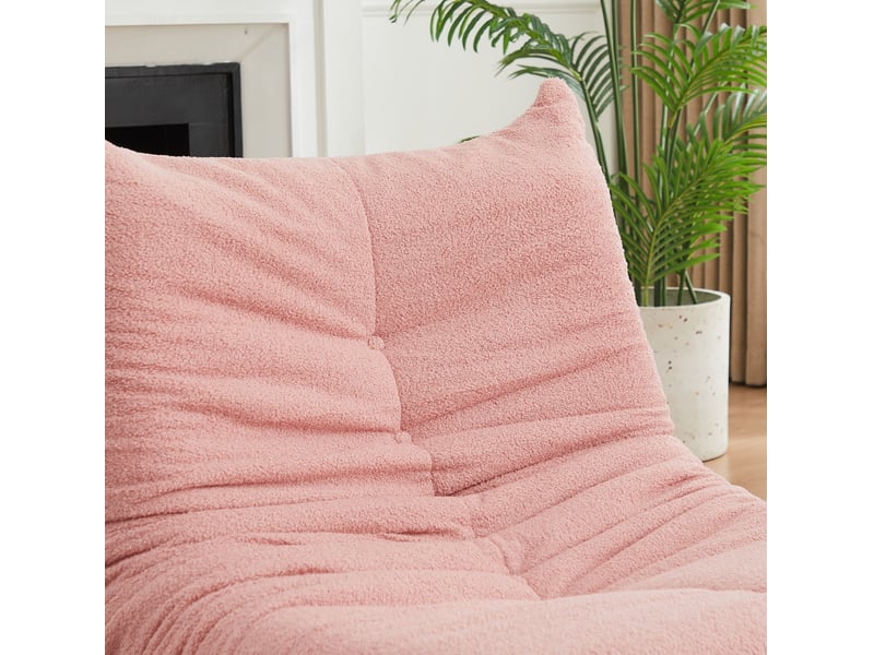  Fauteuil de sol 127x99x83 cm sans accoudoirs en chenille rose  - Conforama D