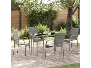 Lot de 4 chaises empilables d'extérieur gris résine tressée