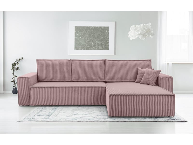  Canapé d’angle en velours côtelé cedria – 287 cm lavande CedriaMini - Conforama B