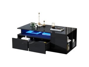 Table basse rectangulaire coloris noir <strong>MERAX</strong> <strong>table basse noir</strong> - 50 cmx100 cm