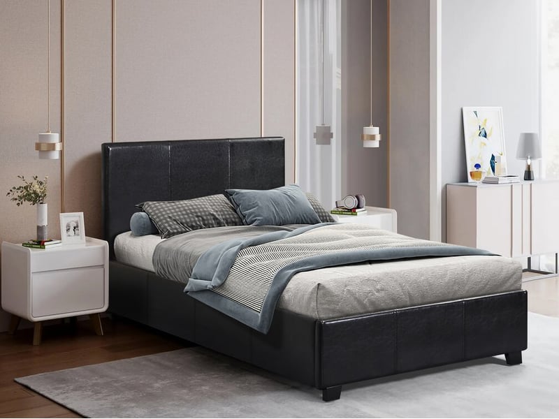 Lit avec coffre carla - 90 x 190 cm - noir  - Conforama B