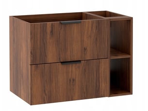 Meuble sous vasque suspendu avec étagère luna effet noyer warmia 80 cm