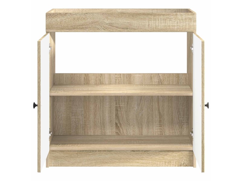  Armoire sous évier de salle de bain, meuble de rangement chêne sonoma shl8225  - Conforama D
