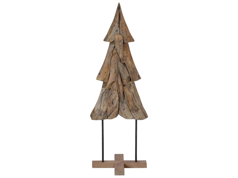  Sapin de noël, arbre de noël avec support marron 121 cm bois de teck solide  - Conforama A