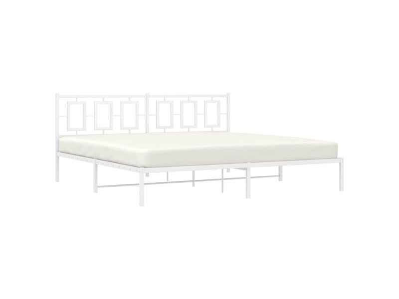  Lit double- lit adulte -  cadre de lit métal sans matelas et tête de lit blanc 200x200 cm  - Conforama C