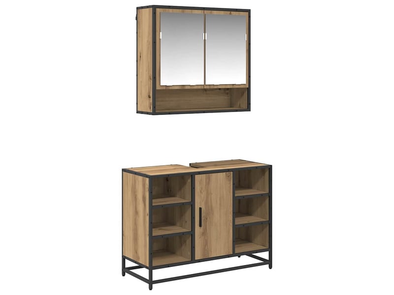 Ensemble de mobilier de salle de bain 2 pc chêne artisanal cf64052 - Conforama A