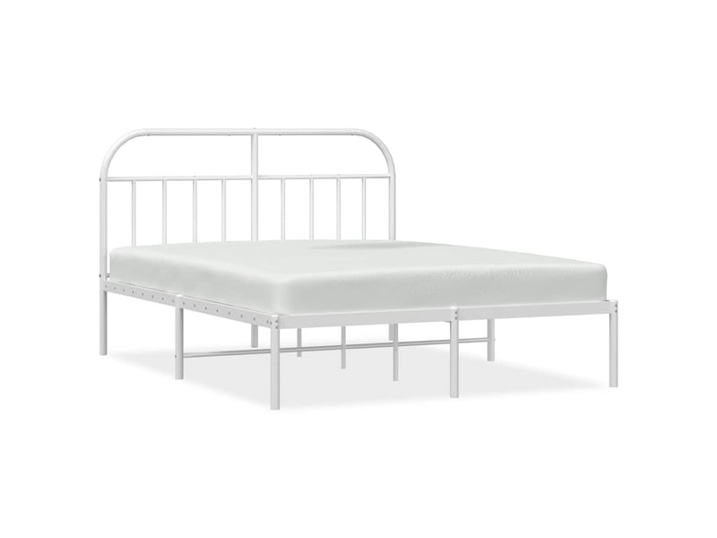 Lit double- lit adulte - cadre de lit métal sans matelas et tête de lit blanc 150x200 cm - Conforama A