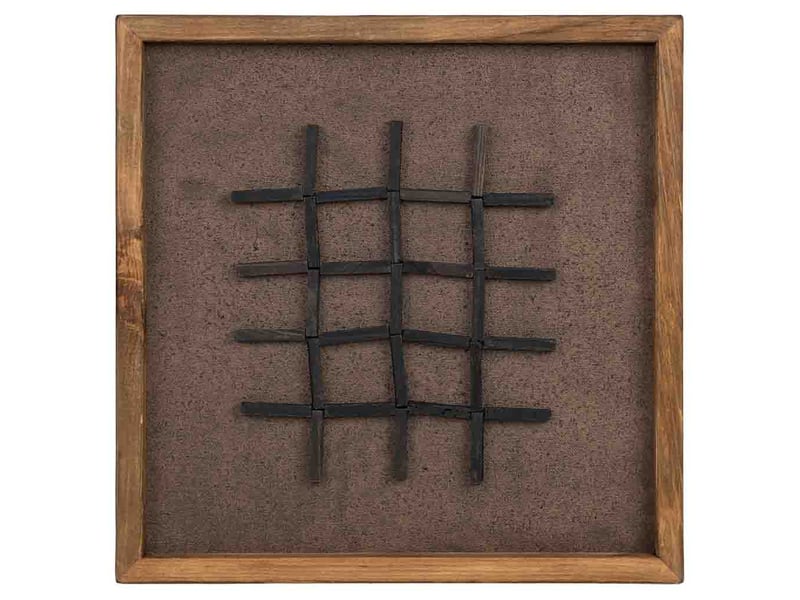Tableau artisanal en bois recyclé relief marron et noir 40x4x40 cm h - Conforama B