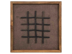 Tableau artisanal en bois recyclé relief marron et noir 40x4x40 cm h