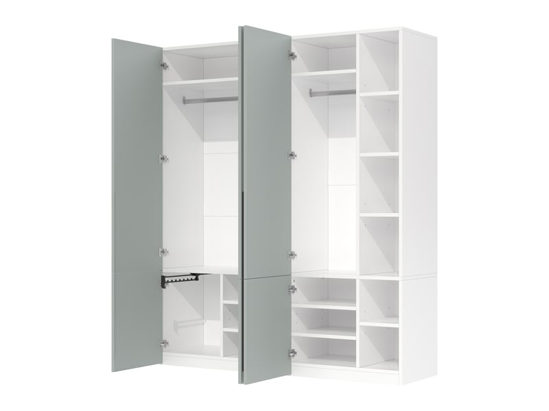 Armoire combinée avec 2 tringles et 14 compartiments 160 × 50 × 200 cm, gris IKSETERA TRADING LTD - Conforama E