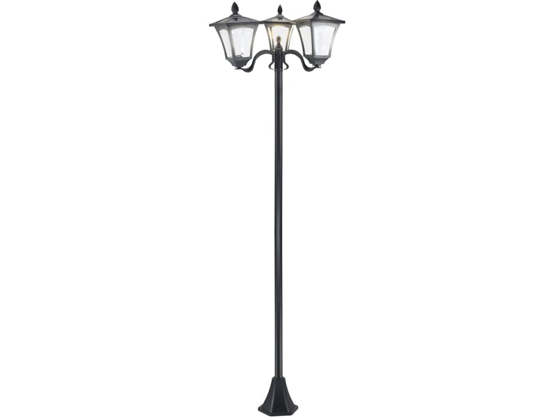  Lanterne solaire de jardin 51,5x47x182,5 cm à 3 flammes led métal noir  - Conforama A