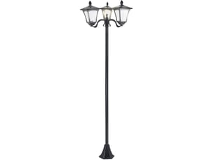 Lanterne solaire de jardin 51,5x47x182,5 cm à 3 flammes led métal noir
