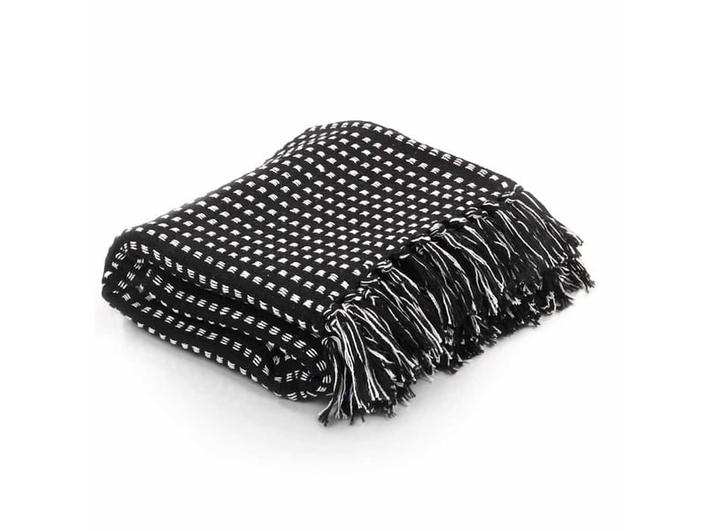  Couverture coton à carrés 125x150 cm noir  - Conforama B