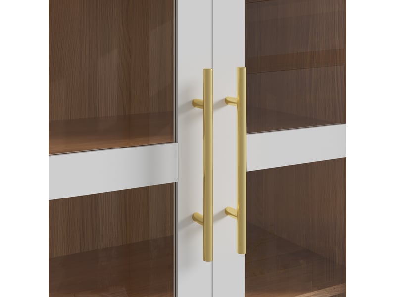 Buffet haut,110x40x185 cm,3 portes vitrées et 4 tiroirs,mdf,blanc - Conforama C