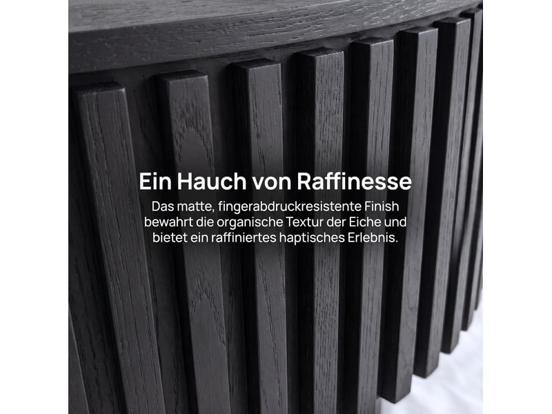  Table basse ovale 98x60x35 cm avec rangement dissimulé mdf et bois noir mat  - Conforama D
