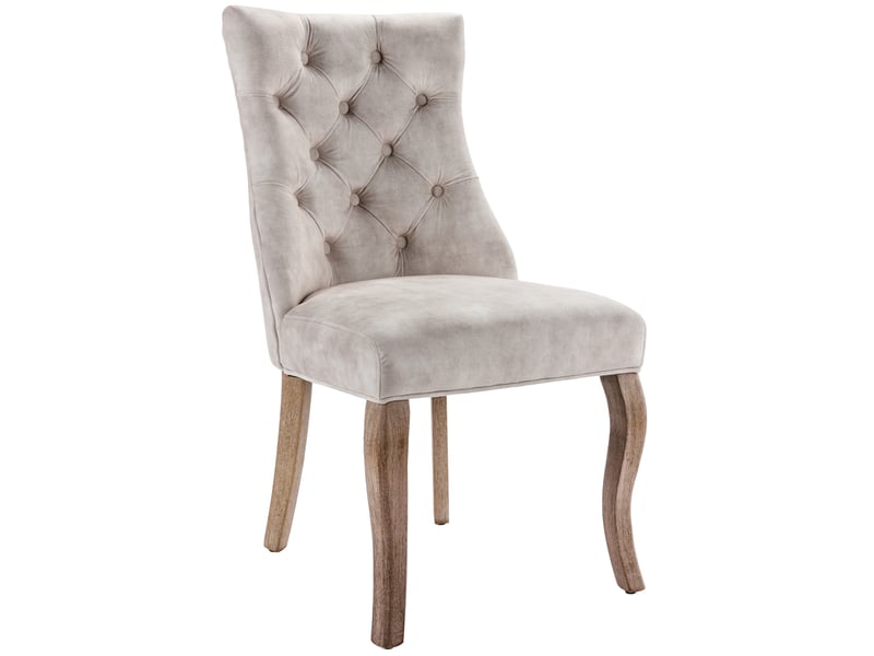  Chaises de salle à manger 4 pièces velours beige clair pieds en bois massif 4071298026023 - Conforama A