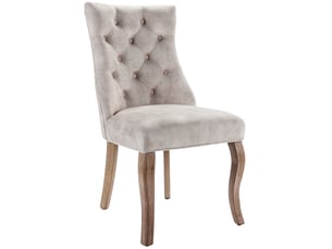 Chaises de salle à manger 4 pièces velours beige clair pieds en bois massif