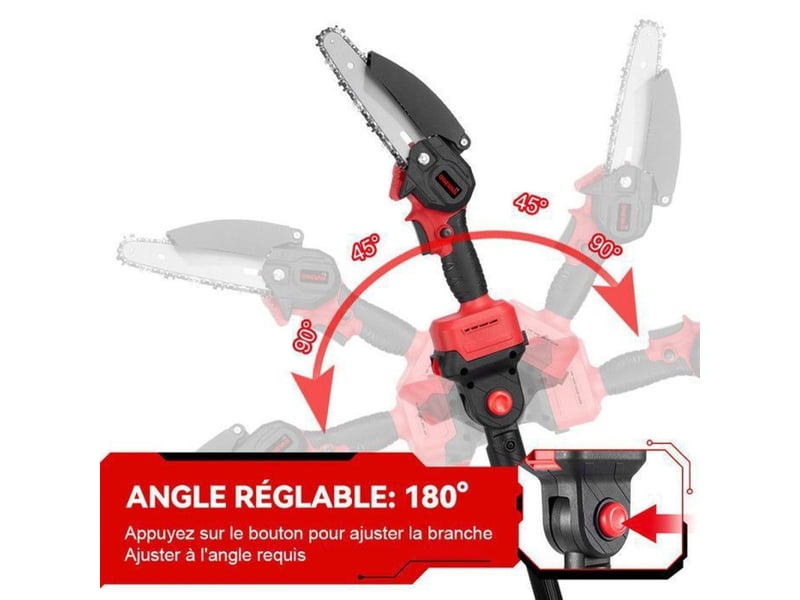  Tronconneuse elagueuse sur perche sans fil 450w moteur sans balais 6 pouces 198 cm 297014_AAALX03677_6_DROPFR - Conforama D