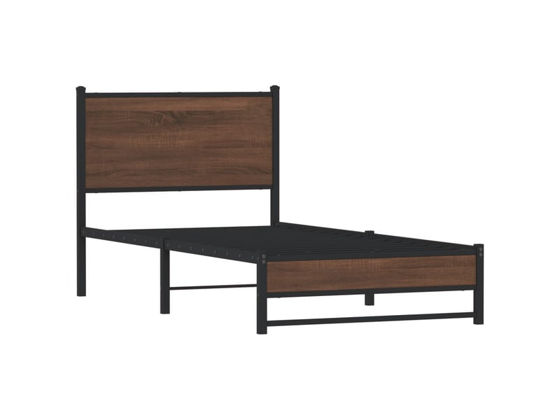  Lit simple- lit adulte -  cadre de lit en métal sans matelas chêne marron 80x200 cm  - Conforama B