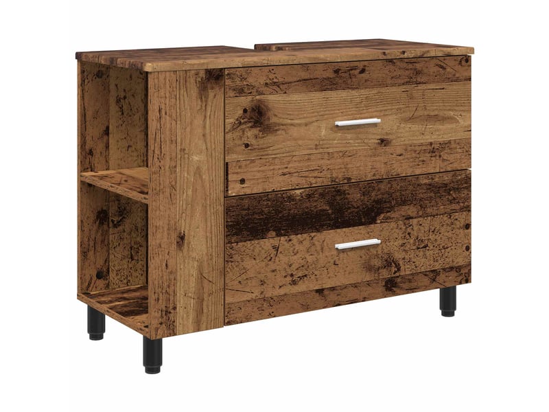  Unité de vanité de salle de bain, meuble de rangement bois ancien 80x35x60 cm  - Conforama A