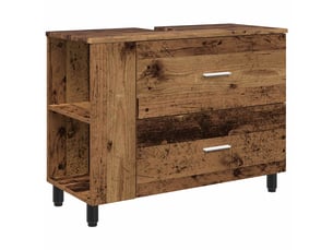 Unité de vanité de salle de bain, meuble de rangement bois ancien 80x35x60 cm