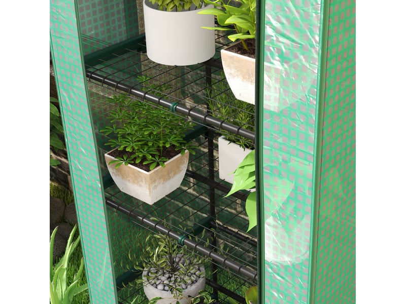  Serre de jardin 69x49x193 cm porte enroulable 5 niveaux plastique vert  - Conforama C
