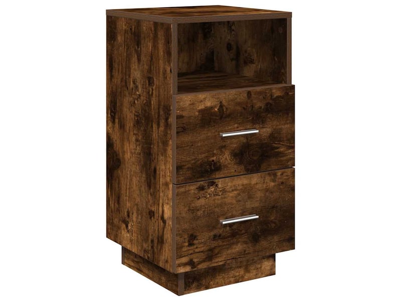 Lot de 2 tables de chevet - cabinet de chevet - table de nuit avec 2 tiroirs chêne fumé 36x36x68 cm - Conforama E