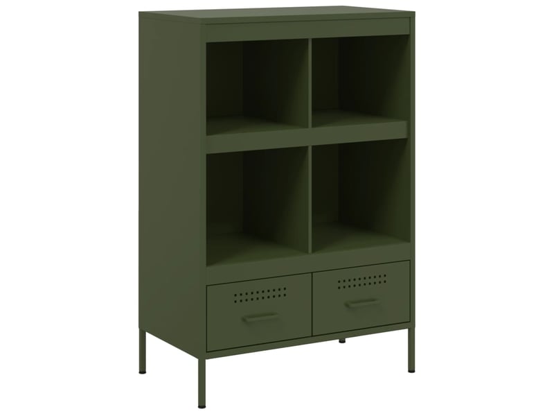 Buffet haut - bahut - meuble de rangement vert olive 68x39x101,5 cm acier - Conforama A