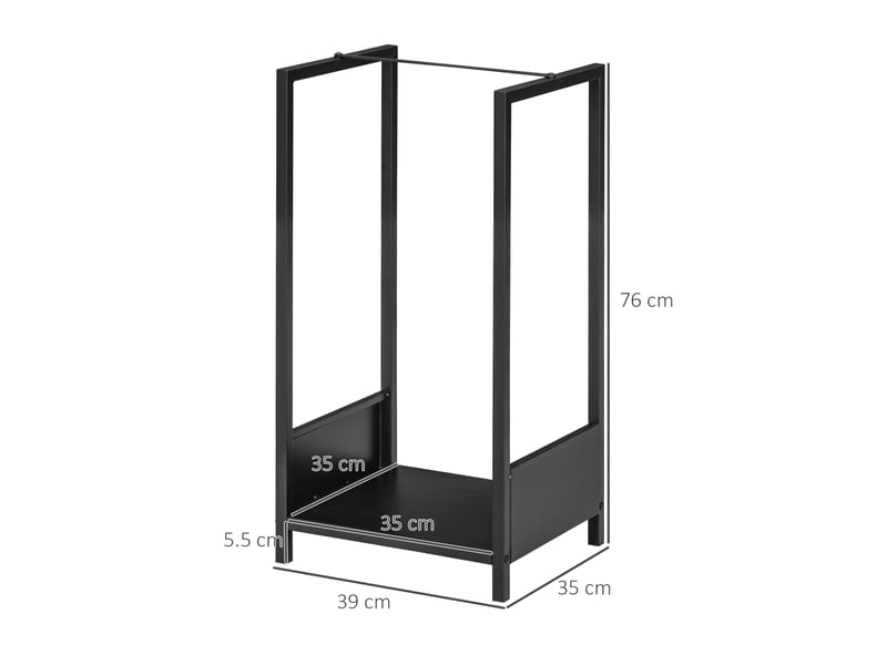  Porte-bûches intérieur extérieur en acier, base surélevée, 39 x 35 x 76 cm, noir  - Conforama E