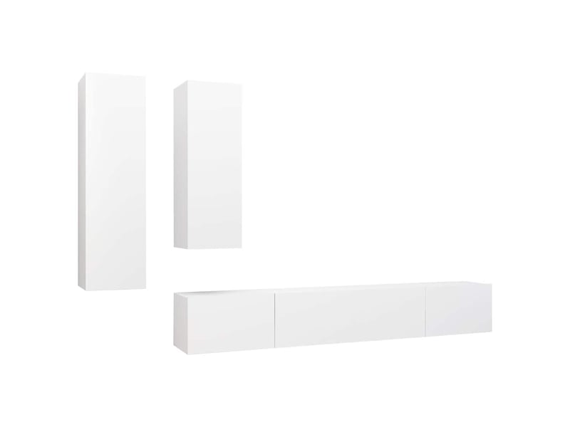  Ensemble de meuble tv - banc tv - meuble de rangement 4 pcs blanc bois d'ingénierie  - Conforama A