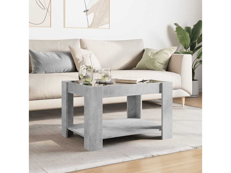  Table basse - table de salon - table à thé avec led gris béton 73x53x45 cm bois d'ingénierie  - Conforama D