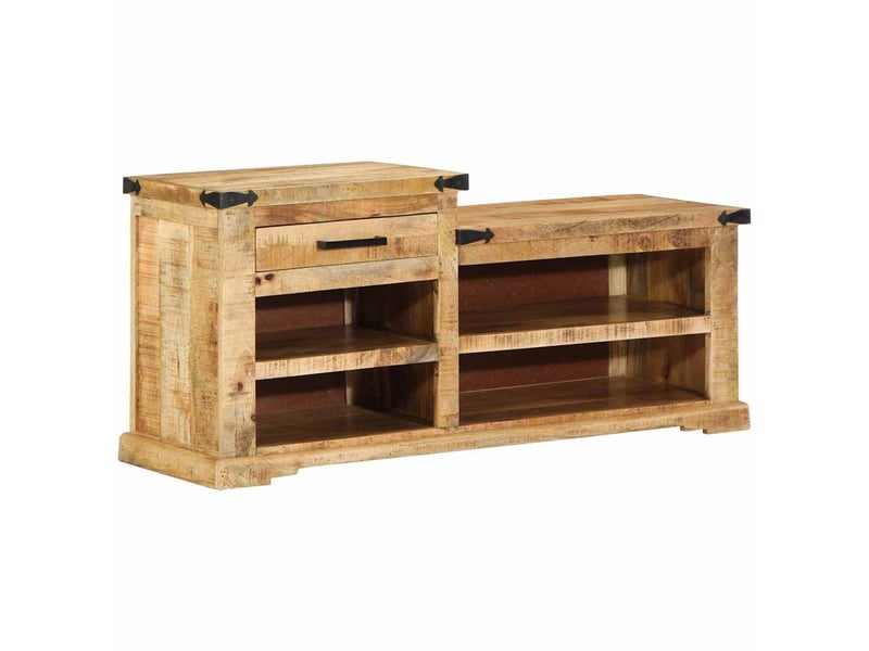  Banc d'entrée, banc d'intérieur marron 110x35x50 cm manguier brut  - Conforama A