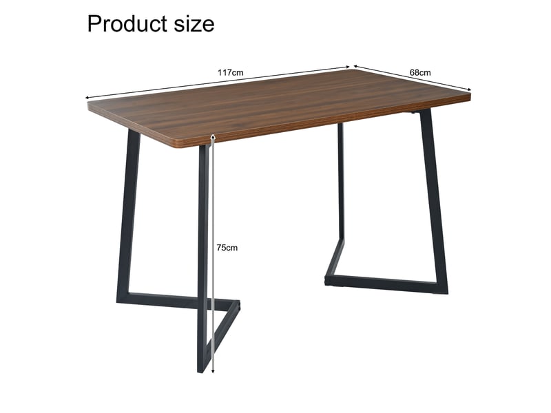  Ensemble table et 4 chaises 117x68x75 cm mdf décor noyer et velours marron  - Conforama D