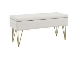 Banc de rangement tcqpz rembourré 100 x 40 x 49 cm en polyester aspect lin crème