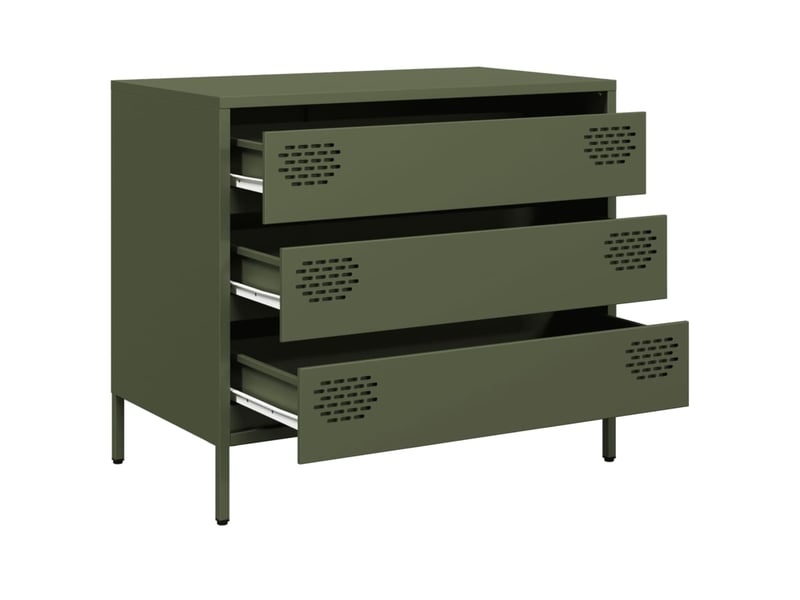  Buffet - bahut - meuble de rangement vert olive 68x39x58,5 cm acier laminé à froid  - Conforama D