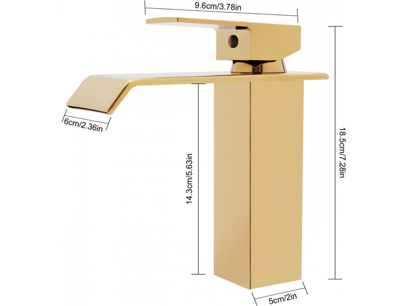  (doré, court)robinet mitigeur de cuisine cascade pour salle de bain en acier inoxydable, mitigeur de lavabo à poignée unique  - Conforama B