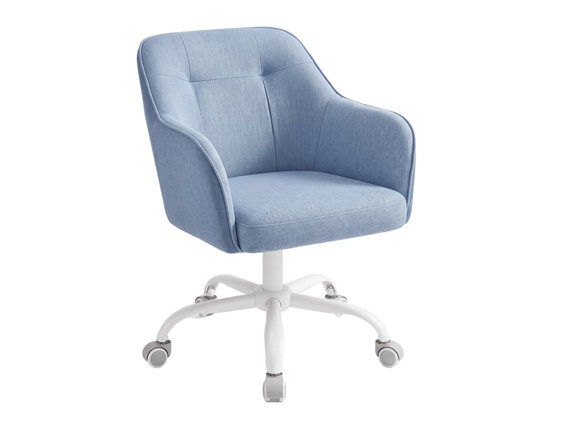 Chaise de bureau, fauteuil d'appoint pour bureau à domicile, en velours côtelé respirant, hauteur réglable, bleu brumeux