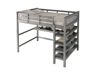 Lit mezzanine 140x200 cm <strong>REDOM</strong>  <strong></strong> coloris gris
