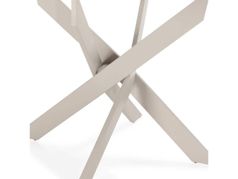  Table ronde ø120cm pieds métal crème et plateau en verre - ritha RITHA - Conforama D