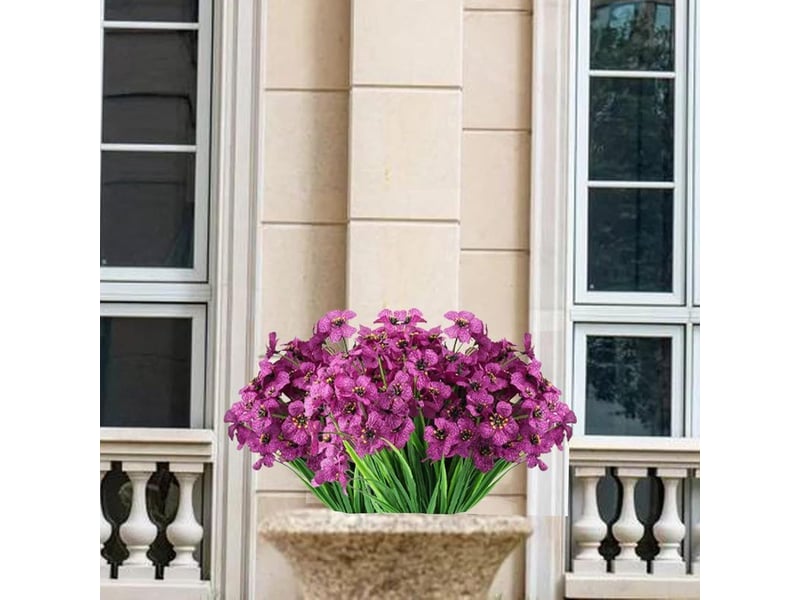  20 pièces plantes artificielles, fleurs violettes, fleurs artificielles, fleurs décoratives extérieures, résistantes aux uv en plein air-violet  - Conforama C