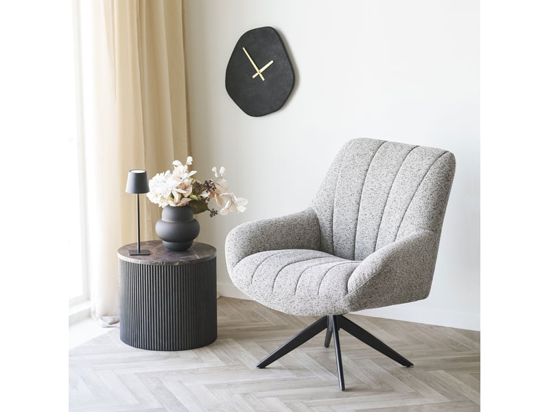  Table d'appoint rota effet marbre marron foncé avec base cannelée ø45 cm  - Conforama D