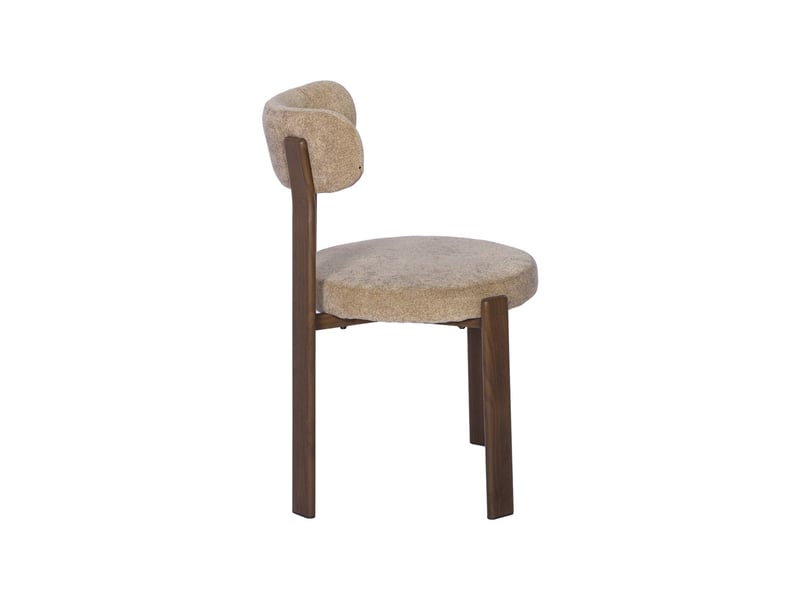  Lot de 2 chaises vintage acier effet bois foncé et tissu texturé taupe - gloria  - Conforama E