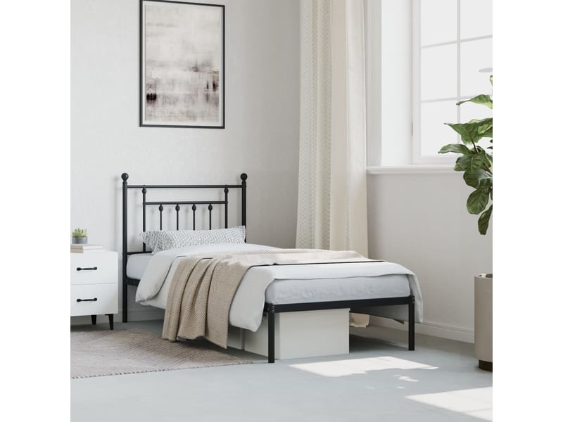  Lit simple- lit adulte -  cadre de lit métal sans matelas avec tête de lit noir 80x200 cm  - Conforama C